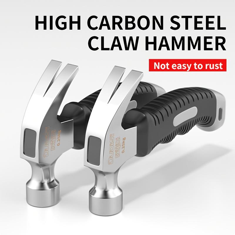 Mini Claw Hammer with Anti-Slip Rubber Handle and Heavy-Duty Metal Structure - Compact Ergonomic Grip, Precisely Balanced Head Suitable for Woodworking, Home Renovation