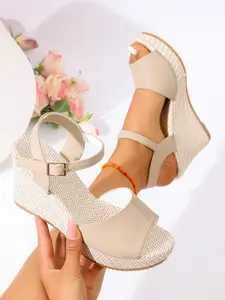 Women Wedge Sandals Platform High Heel Espadrille Sandals Summer Boho Beach Shoes Comfortable Ankle Strap Buckle Open Toe Lightweight Breathable Casual Vacation Sandals