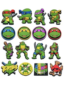 16 Turtle Shoe Charms Decorations, Cartoon Animation Theme, Fits Hole Shoes, Party Gift for Boys Girls Gamers