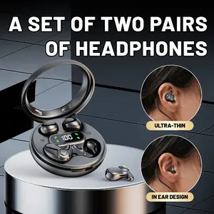 MSHUKCOE Ultra-Thin 2-in-1 Sleep Invisible Small Mini Earbuds Wireless Bluetooth Ear Buds for Sleeping Headphones Micro Smallest Discreet Sleep Tiny Earbuds Earphones for Side Sleepers Small Ears Canals for Sport Work,Christmas gift