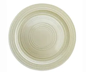 TigerChef Round Glass Pearl Dot Charger Plate 13" - 8/Set