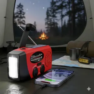 Emergency Survival Radio: 2000mAh Power Bank, Solar Charging Battery, Solar/Crank/USB Charging, FM/AM/NOAA Weather Alert, Portable Light for Camping, Hiking & Home Preparedness, Durable Outdoor Gear