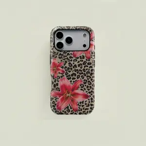Leopard Floral Fashion Design Phone Case, Durable Shockproof Protective Cover for iPhone 11-17 Pro Max, Samsung Galaxy S25-S23 Ultra Accessories