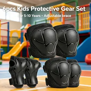BAT DASH 6pcs Kids Protective Gear Set, Knee & Elbow Pads with Wrist Guards for 5-10 Years, Impact Resistant Gear for Skateboard, Cycling, Scooter, Skating - CPSIA Certified