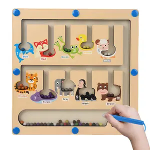 Magnetic Color And Number Maze Board Puzzle Counting, Matching And Fine Motor Skills Activity Toy For Toddlers (Cute Animals), Multicolor