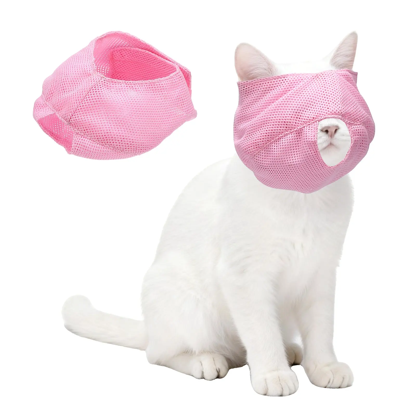 PETAXCELL Cat Muzzle, Adjustable Breathable Mesh Muzzle Grooming Restraint Bags Circumference 1pc, For Anti Bite/Anti Meow/Prevent Scratching/Chewing