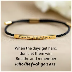 Motivational Tube Bracelet Friend Gift Rose Gold Adjustable Bracelet Silver Stainless Steel Braided Lettering Bracelet