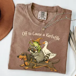 Comfort Colors Funny Meme Shirt, Off To Cause A Kerfuffle Tshirt, Sarcastic Groundhog Tee, Weirdcore Saying Shirt, Mental Health Humor Gift For Her