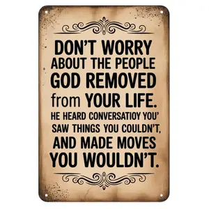 God Removed People Tin Sign, Vintage Inspirational Faith Metal Sign Wall Decor for Home Bedroom Kitchen Bar Coffee Bath Indoor Outdoor, 8 X 12 in