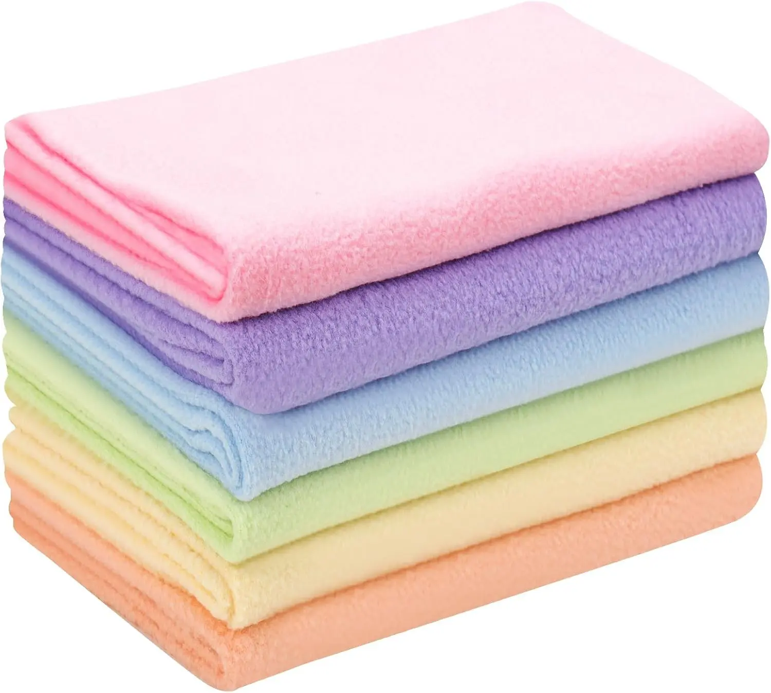 6 PCS 20''x20'' Knitted Polar Fleece Fabric (Pastel) | Anti Pill Plush Fabric Patchwork Polyester Fleece Cloth for Blanket, Pillow Cover, DIY Craft Sewing