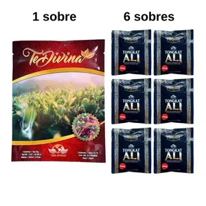 Kit Semanal Té Divina + 6 Tongkat Ali Coffee Premium - Detox Original Natural Herbal Tea, Natural Ingredients Beverage Drink