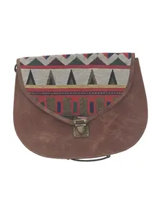Neha   Woman's leather shoulder bag  banjara bag  handcrafted leather bag