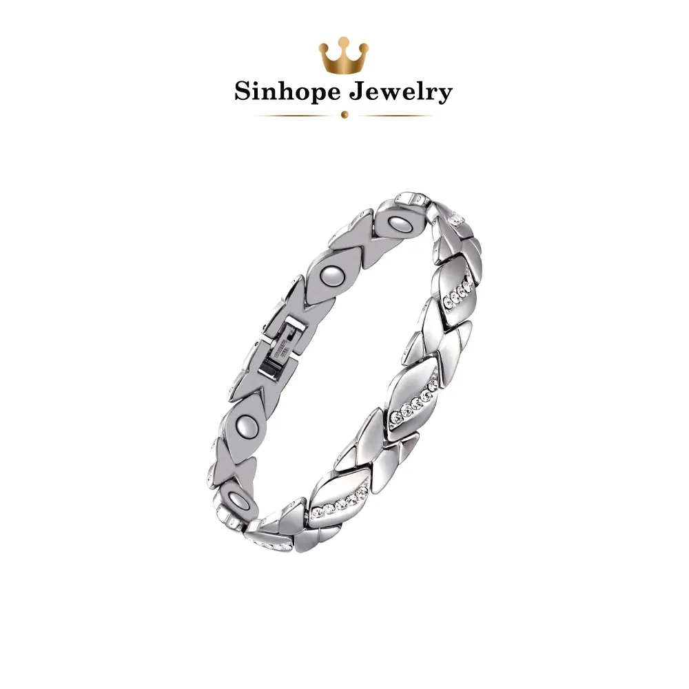 Leaf-shaped women's fashion bracelet for stress and anxiety relief, women's pure copper bracelet, super magnetic bracelet with 3500 Gauss magnets, crystal Mother's Day jewelry gift, size tool