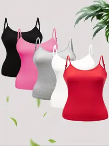 【Plus Size】 Solid Color Cami Top, Casual Sleeveless Spaghetti Strap Top for Daily Wear, Women's Plus Clothing for All Seasons, Womenswear