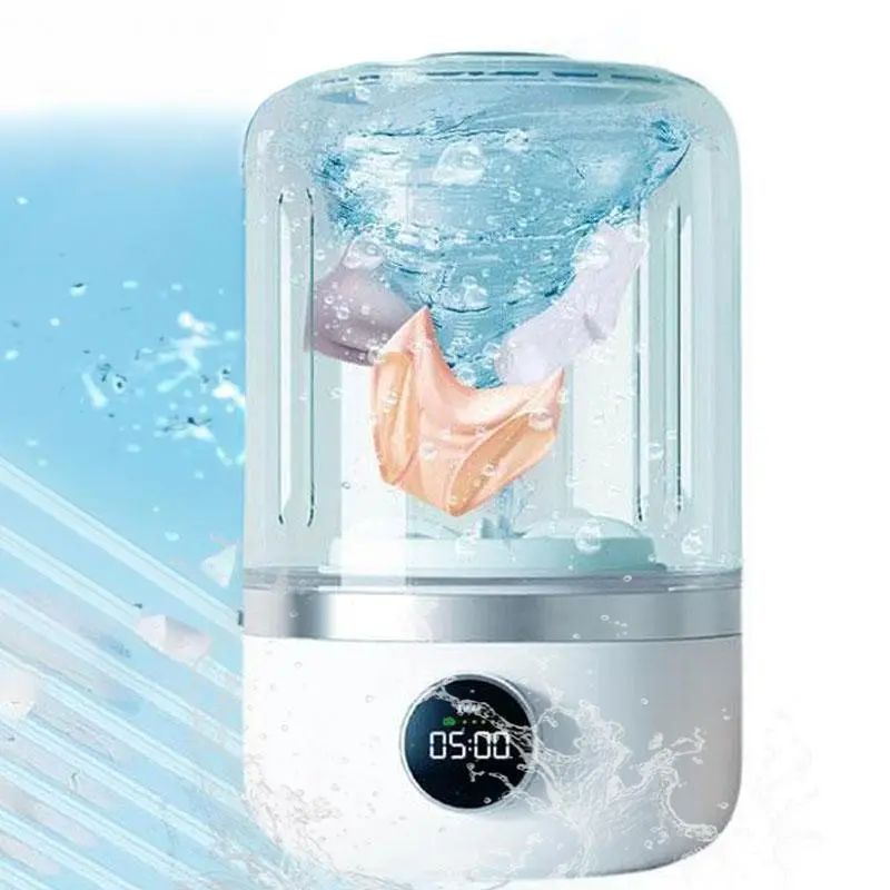 Portable Cordless Multifunction Mini Washing Machine - 5V USB Rechargeable 2000mAh*2 Automatic Washer, 1-Touch Switch, Deep Clean, Waterproof, Compact & Lightweight, No Installation/Water Connections, Ideal for Travel, Apartments