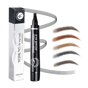 4-Fork Eyebrow Pencil for Natural Hair-Like Strokes, Waterproof, Smudge-Proof & Long-Lasting Makeup for Precisely Sculpted Brows (Black or Brown)