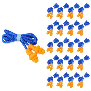 55 Pairs Reusable Silicone Earplugs, 25dB NRR Corded Noise Reduction Ear Plugs for Sleeping, Individual String Packing