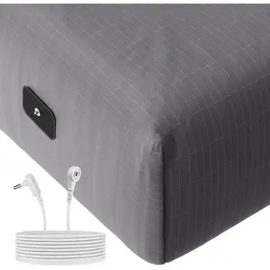 Grounding Fitted Sheets Queen Size, Grounding Sheets Queen with 10% Silver Fiber, 15'' Deep Pocket Grounded Fitted Bed Sheets for Better Sleep & Wellness,