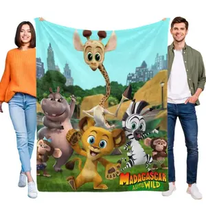 Madagascar A Little Wild Blanket Cartoon Soft Bed Plush Throw Birthday Gift Suitable for beds and sofas can also be given as a gift