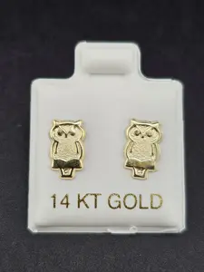 14K Gold Earrings - Owl