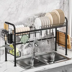 San Dream 1-Tier Over The Sink Dish Drying Rack, Over Sink Dish Drainer Large Dish Drying Rack for Kitchen Countertop Kitchen Sink Rack Metal Organizer Dish Drying Rack Organizer
