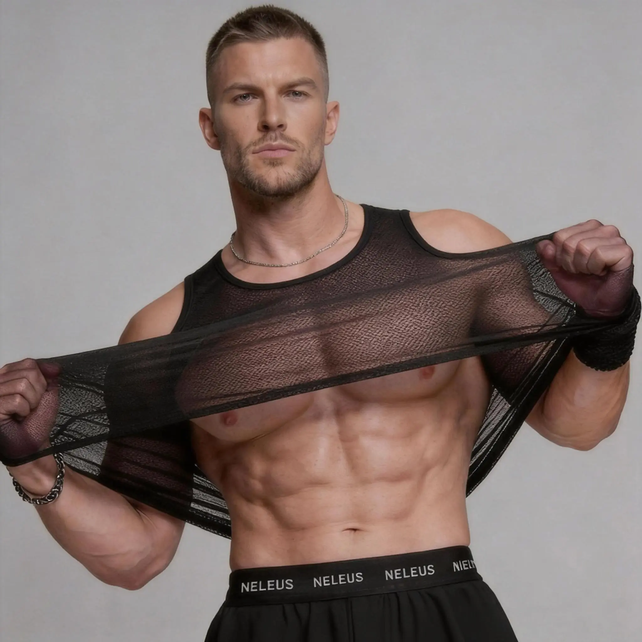 NELEUS Men's Sheer Mesh Workout Tank Top Breathable Gym Training Vest Gym Outfit Tank Gym Athletic Mesh Activewear Fitness Sport Vest summerwins