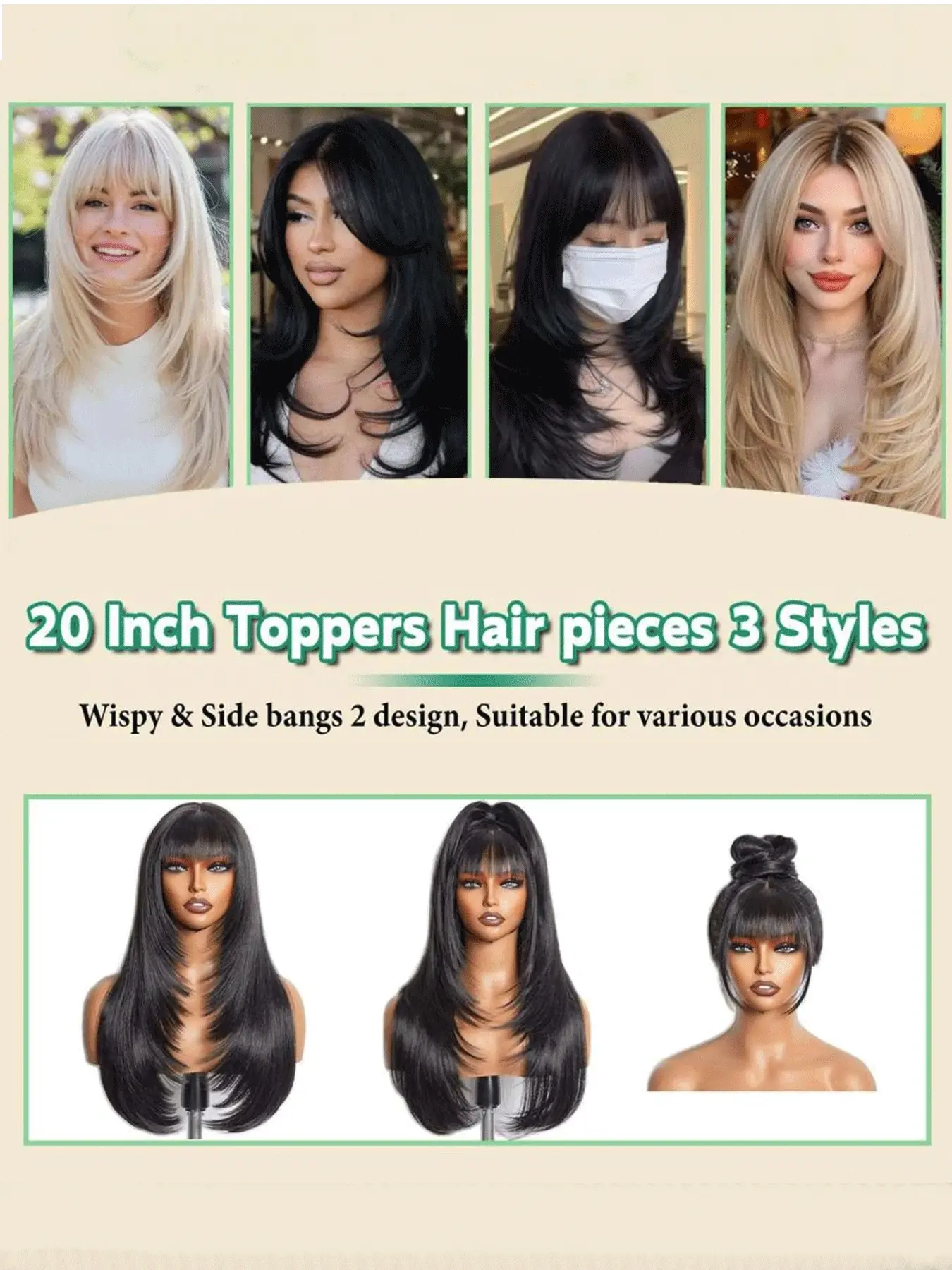 20 Inch Clip-In Hair Topper with Realistic Scalp for Thinning Hair Amazon.com : PANEWAY Hair Topper 20 Inch Wavy Synthetic Clip  main image 4