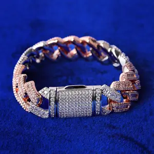 [ICE HUE]18K Gold Vacuum Plated Copper with 5A+ Sri Lanka Flip-lock Three-row Zircon Diamond Cuban Bracelet Miami Italy Mexico & Micro Inspired for Women & Men Luxury Jewelry,Daily Wear,Casual Fashion,Gift Idea,,Classic,Hip Hop,Simple,Sporty Style