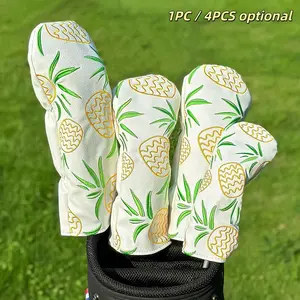 Tropical Pineapple & Leaf Pattern Golf Head Cover, Durable Protective Case for Woods & Irons, Lightweight & Stylish Design, Golf Accessory, Golf Equipment