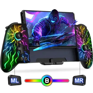 (Not including Screen!!Only for Switchj/Switch OLED!!) Wireless Switch Pro Controller,One-Piece Handheld Joypad Controller Replacement for Switch Controller/Switch OLED, Switch Pro Controller with Cool Light/Programmable/Dual Vibration/TURBO/Wakeup