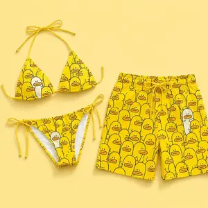 Matching Couple Swimwear, Yellow Duck Bikini Set, Funny Beach Outfit, Kawaii Swimsuit for Couples, Honeymoon Gift, Summer Pool Set