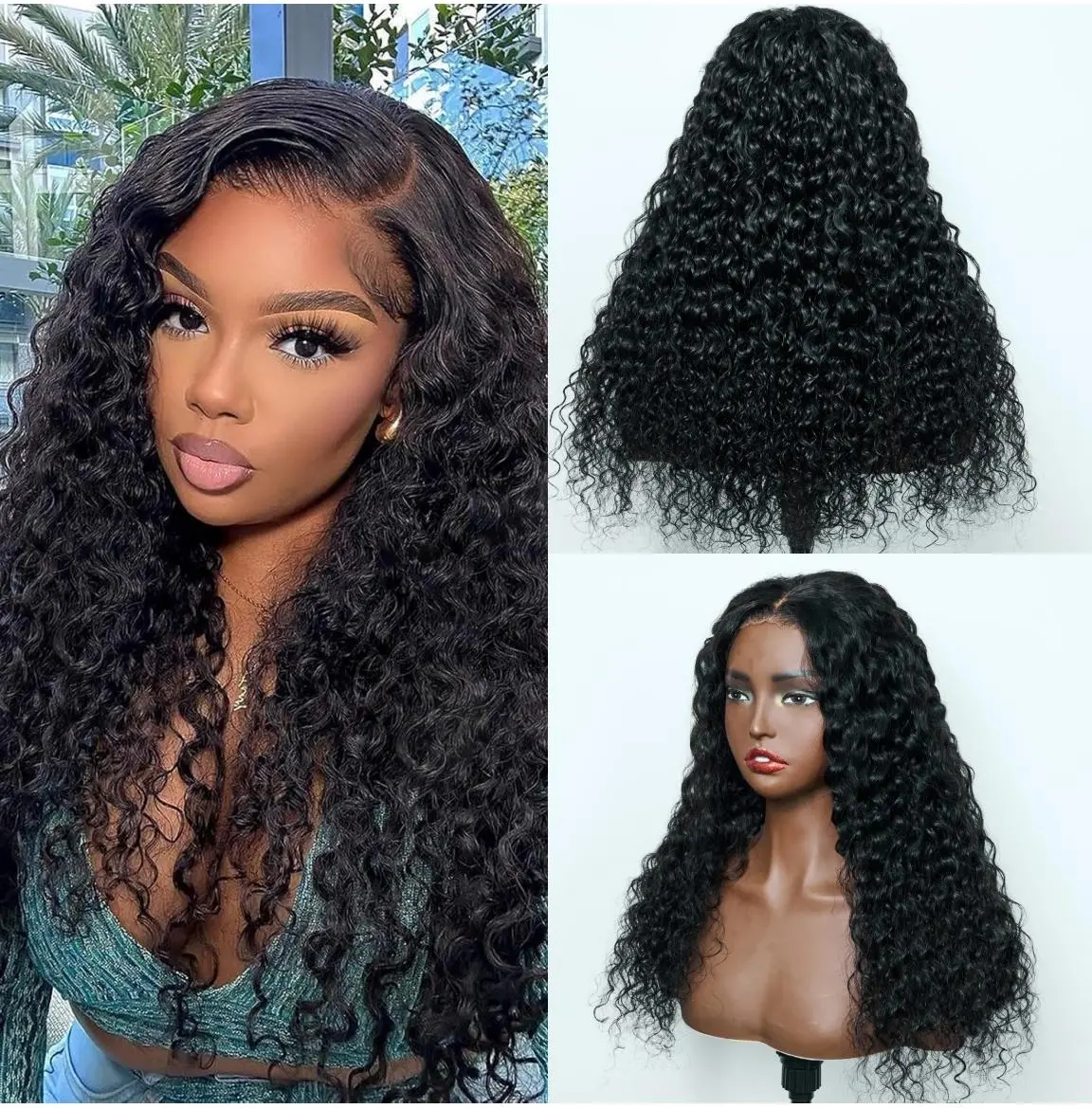 [Ashine] 18 Inch #1B Loose Deep Wavy 5*5HD Front Lace Wig 150% Density Must-Have style Glueless Human Hair Seamless Blend Realistic Hairline