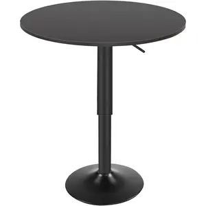 Bar table, height-adjustable round bar counter, 27-35.4inch, cocktail table with sturdy base, modern style, easy to assemble, suitable for small spaces, black