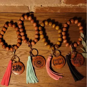 Engraved keychain bracelet, custom wristlet keychain