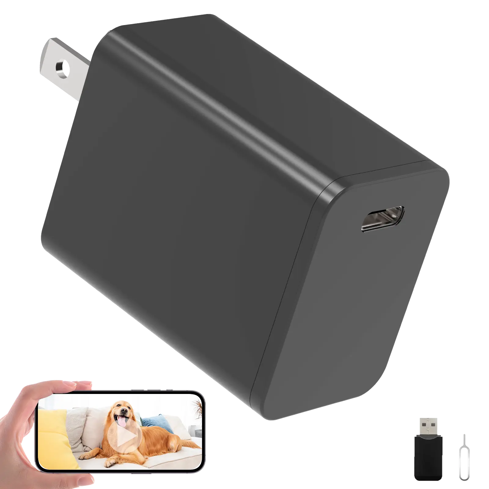 4K Hidden Camera Charger Supports 2.4G/5G WiFi, Spy Camera Hidden Camera, Wireless Mini Spy Camera, Small Secret Camera, Nanny Cam Hidden Camera with Human Detection, 160° Wide View-Angle, Auto Night