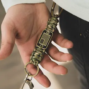 Camo Paracord Bronze Flag Keychain - Helps Pair Veterans with a Service Dog or Shelter Dog
