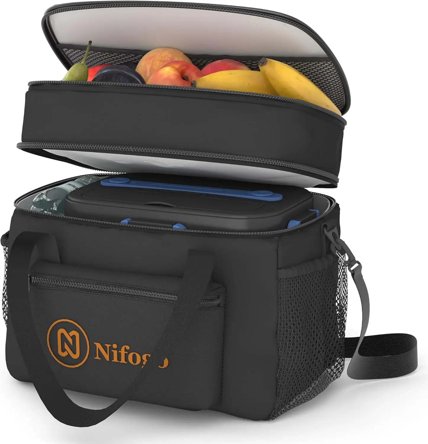 Nifogo Insulated Lunch Bag for Women Men Reusable Lunch Box for Office Picnic Hiking Beach Leakproof Cooler Tote Bag Organizer with Adjustable Shoulde