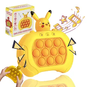 Pikachu Fast Pop Game it Handheld Games - Quick Push Bubble Light Up Sensory Fidget Toys for Kids