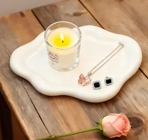 Cloud Shaped Ceramic Jewelry Tray, Trinket Dish Ring Holder Organiser, Decorative Vanity Key Bowl for Women’s Aesthetic Room Decor