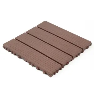 Plastic interlocking decking tiles, 44 packs of terrace decking tiles, 12 inches x 12 inches waterproof for all-weather use, backyard pool decking tiles, Brown