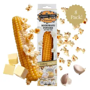 Poppin' Cobs Microwave Popcorn with Buttery Garlic Seasoning (Pack of 8)
