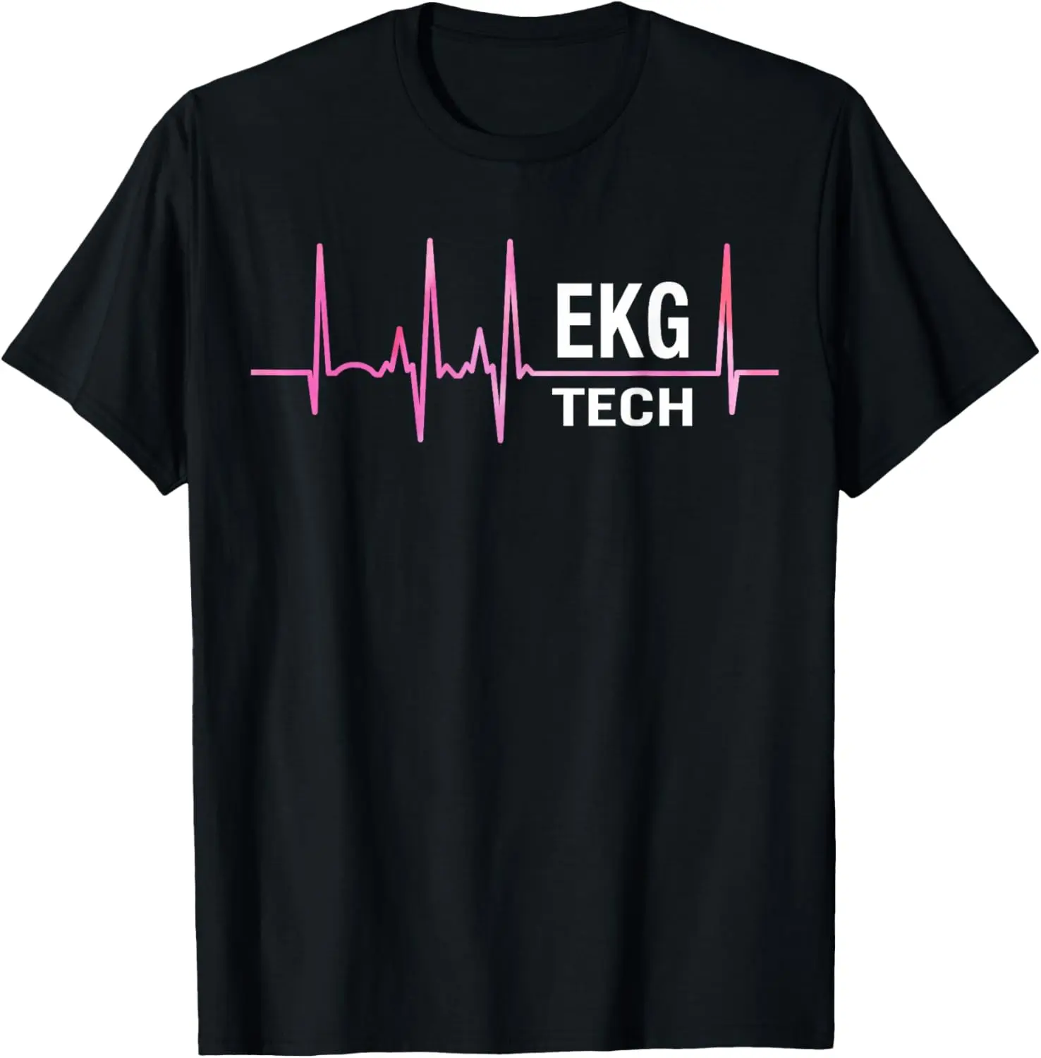 Women's EKG Heartbeat Graphic T-Shirt, 100% Cotton Short Sleeve Round Neck Top, Breathable Lightweight Casual Clothes for EKG Techs, Shortsleeve