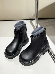 Girls' Chelsea Boots 2026 Fall Winter New Style, British Boots for Kids, Soft Sole Comfortable PU Leather, Casual Above Ankle Boots