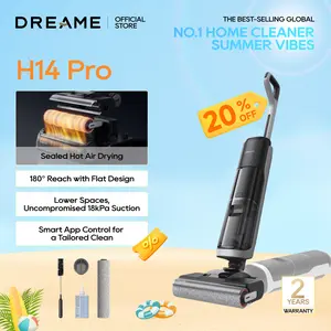DREAME H14 Pro Elite Vacuum Mop, Wet Dry Vacuum Cleaner, 180° Lie-Flat Vacuum Mop, 140°F Washing and Fast Hot Air Drying, Powerful 18kPa Suction Floor Cleaner Machine, Easy GlideWheel Movement, Smart App Control