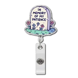 Tombstone Design Badge Reel, 1 Count Retractable Nurse ID Badge Reel Clip, Suitable for Registered Nurses, Nurse Assistants, Nursing Students and Physicians