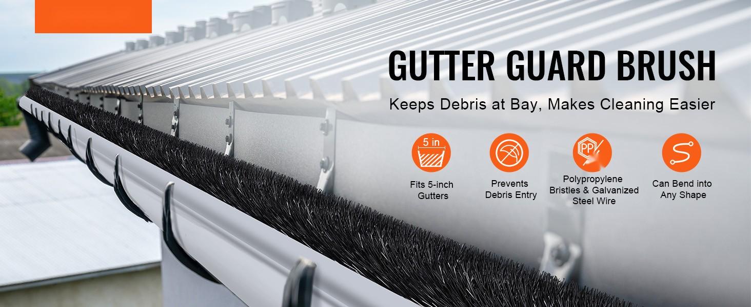 Gutter Brush Kit For Cleaning Gutters, 120 Feet Total Length, 4.33-Inch Diameter, Ground-Level Gutter Brush With Leaf Guard For 5-Inch Gutters, Easily Remove Leaves And Debris, 40-Pack, Home Improvement Tool