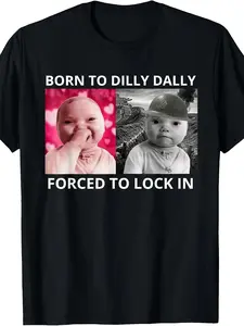 Born to be a troublemaker forced to be locked up. AI baby smile meme T-shirt. Awkward T-shirt. Funny T-shirt