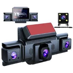 4 lens dash cam with SD card, loop recording, night vision and built in mic and best security camera one is 4k other have 1080p
