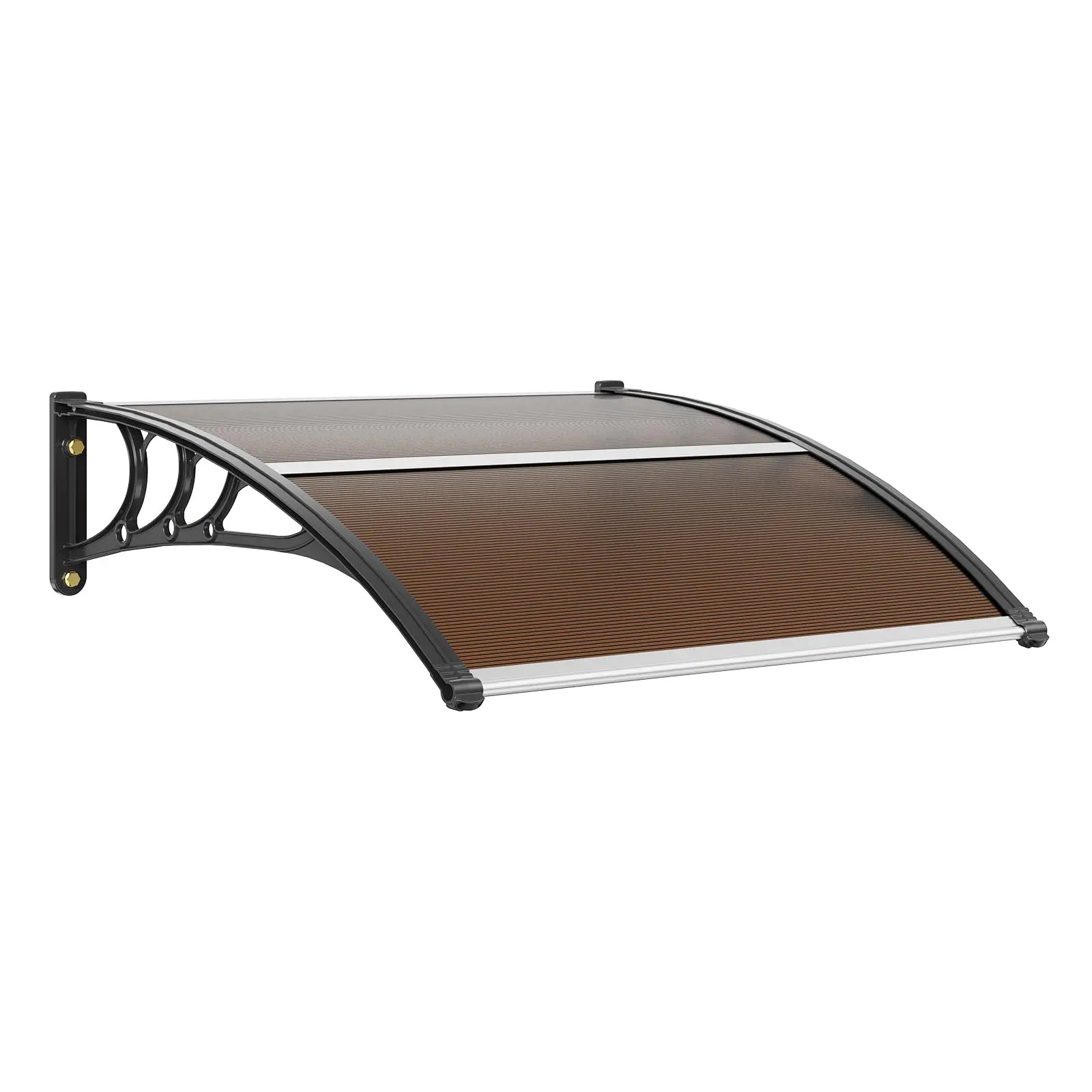 40"x40" Modern Polycarbonate Window Awning - Removable UV Resistant Canopy, Sunshade Canopy, Hollow Sheet Cover for Front Porch, Brown Rain Snow Protection (Sports & Outdoor Camping Shelter)