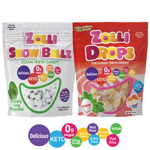 Zolli Snow Ballz & Peppermint Drops Strong Peppermint, Delicious, Zero Sugar, KETO, Vegan, Gluten Free, Allergy Friendly, No Artificial Dyes, Kosher - Helps Relieve Dry Mouth Sugar Free Snow Mint Snack Sweet